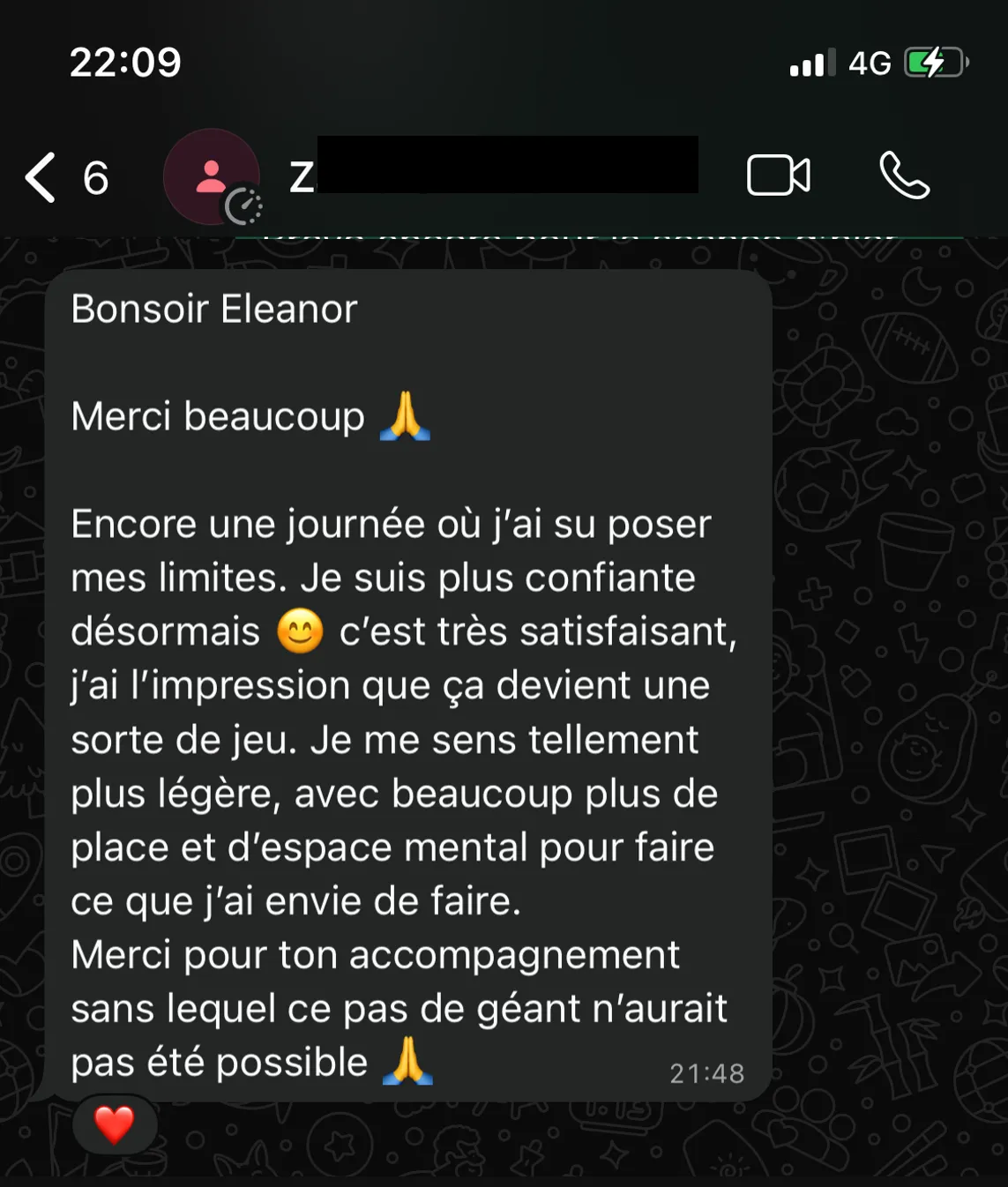 Message reçu — confiance et limites